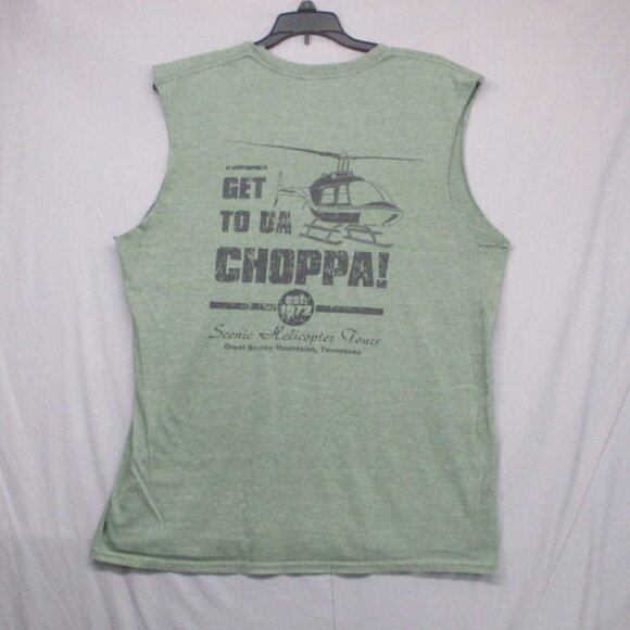 Gildan Other - Gildan Get To The Choppa Graphic Print Diy‎ Sleeves Cut Green Men Size L